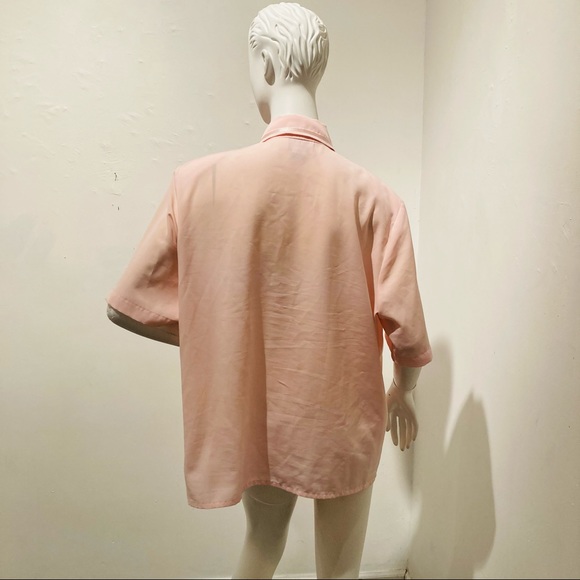 Gorgeous Vintage Pale Pink 80s Embroidered Blouse sz L - Picture 8 of 9